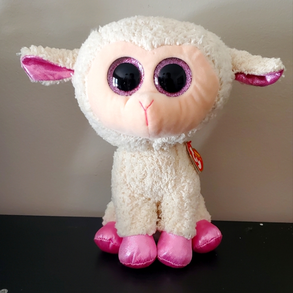 TY‎ Beanie Boos Twinkle Lamb 10" Plush Stuffed Animal Pink Glitter Eyes 2017